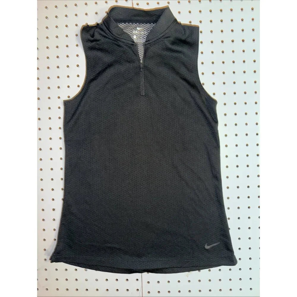 Nike Dri-FIT Women’s XS Sleeveless Quarter Zip Tennis Golf Top Black - Picture 1 of 6